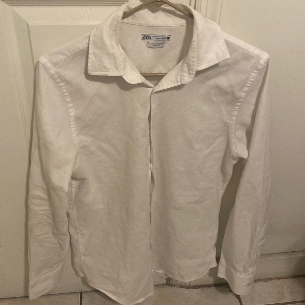 Stylish White long sleeve dress shirt Zara